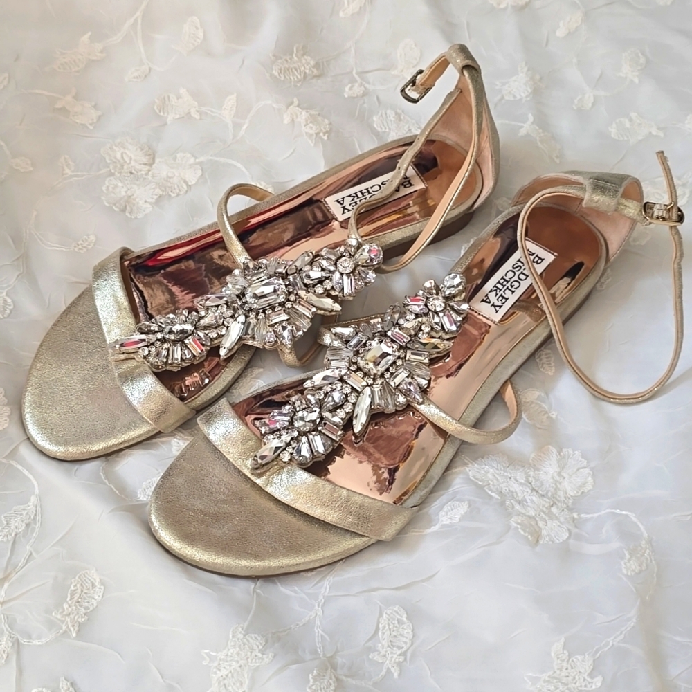 Badgeley Mischka Rhinestone Sandals Size 7.5